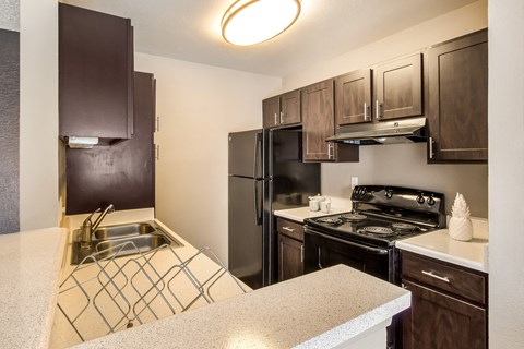 Model Unit Kitchen at Greensview Apartments in Aurora, Colorado, CO